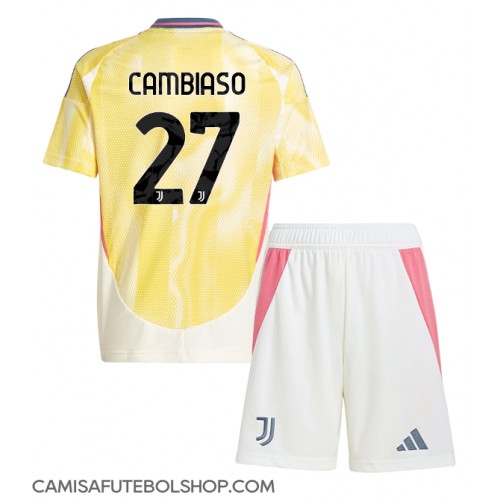 Camisa de time de futebol Juventus Andrea Cambiaso #27 Replicas 2º Equipamento Infantil 2024-25 Manga Curta (+ Calças curtas)